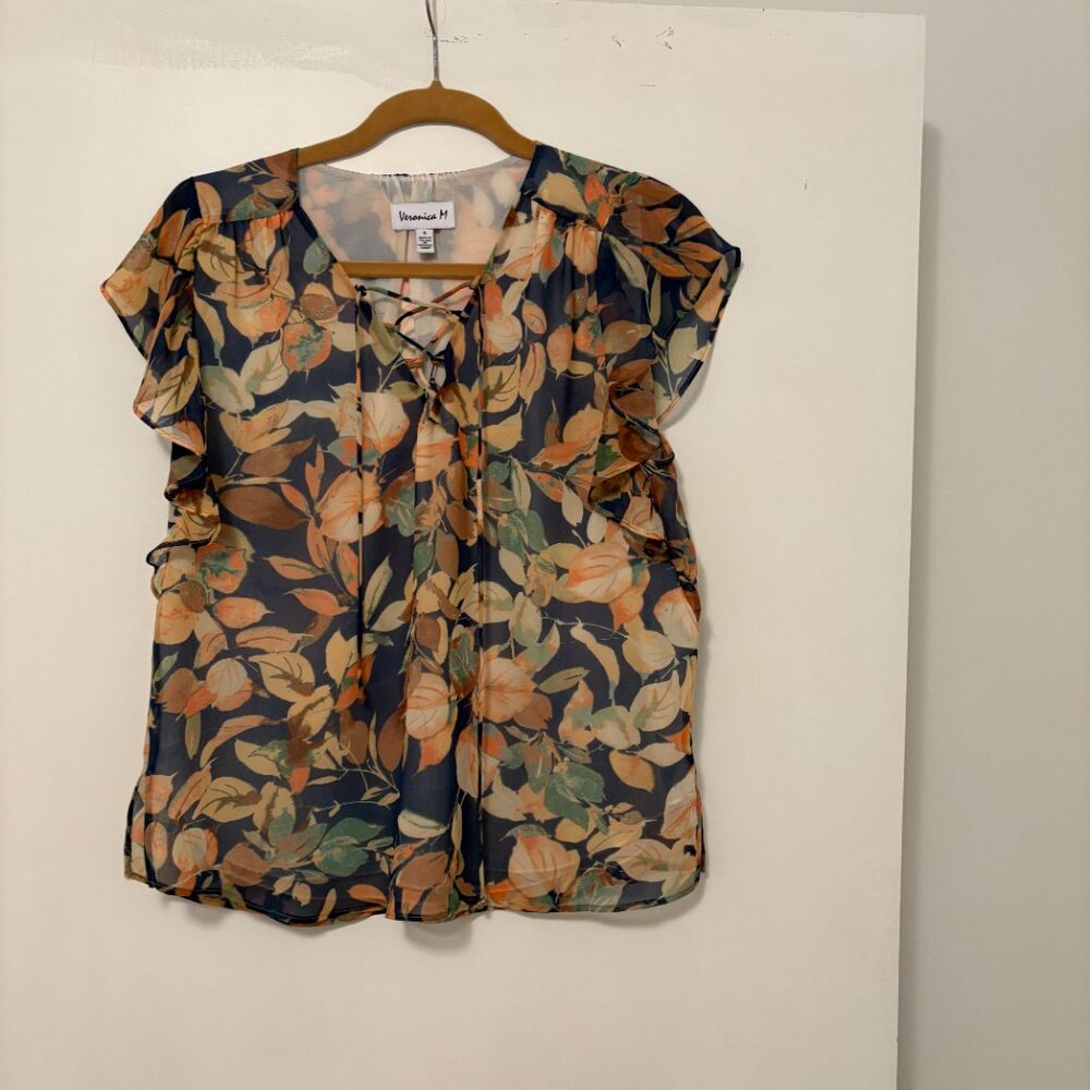 Haisley Lace-Up Ruffle Blouse Size Small